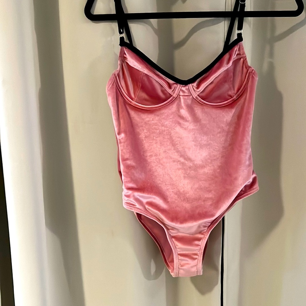 Dolls Kill Gorgeous Pink Velvet Bodysuit